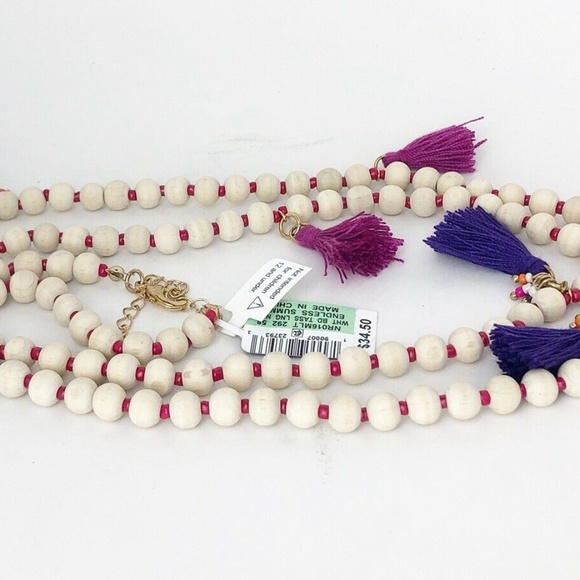 INC X Robert Rose Wood Bead Pink & Purple Necklace - Picture 5 of 8